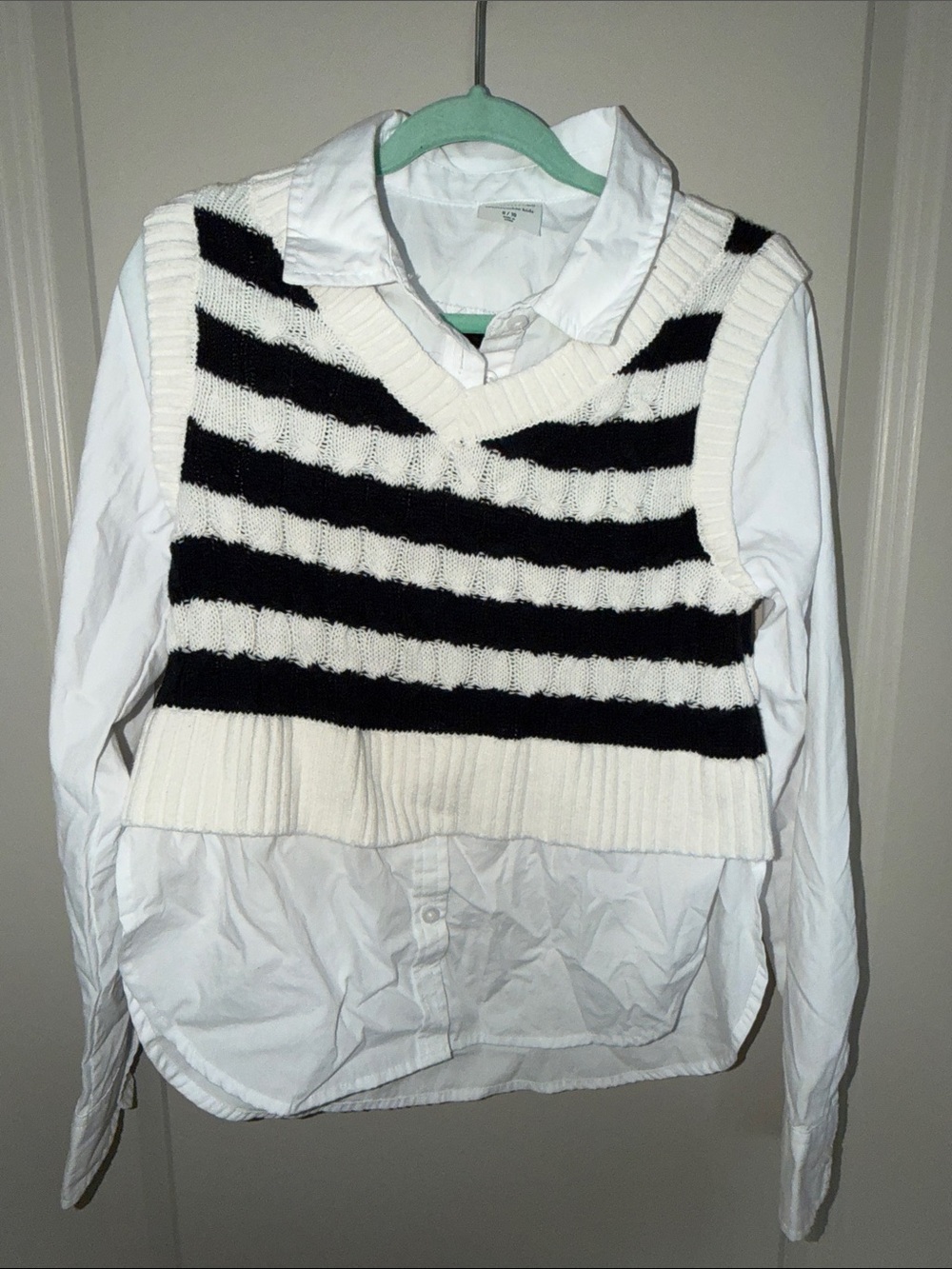 abercrombie kids White & Black Striped Knit Vest